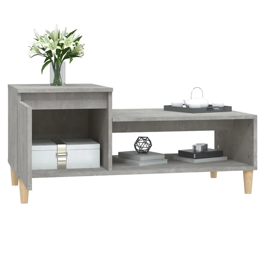 Table basse Gris béton 100x50x45 cm Bois d'ingénierie - 4