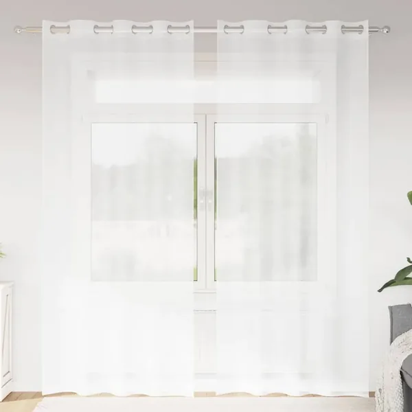 Rideau en Voile 2 pcs Blanc 260 x 140 cm Polyester