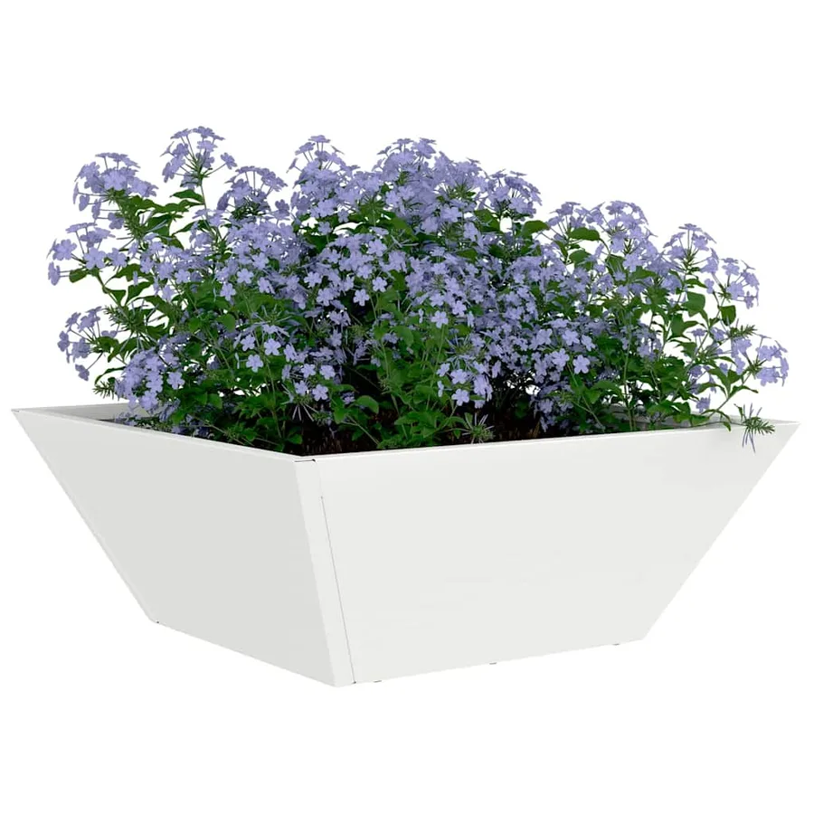 Cache-pot de jardin Blanc 40 x 40 x 15 cm Acier laminé à froid - 3