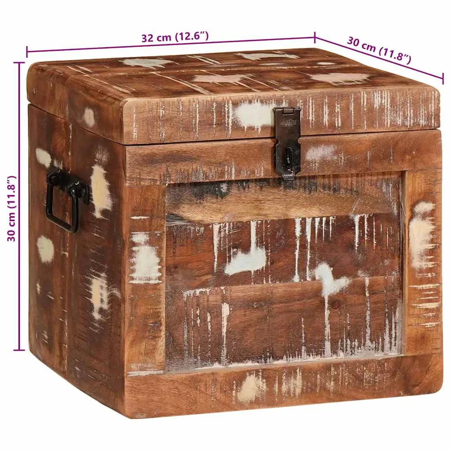 Boîte de rangement avec stockage Marron Bois de mangue massif - 13
