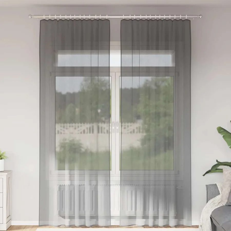Rideaux en voile à œillets 2 pcs gris foncé