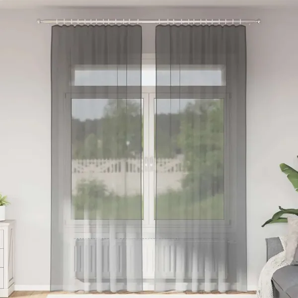 Rideaux en voile à œillets 2 pcs gris foncé