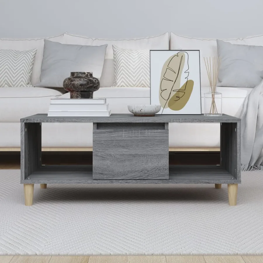 Table basse Sonoma gris 90x50x36,5 cm Bois d'ingénierie - 3