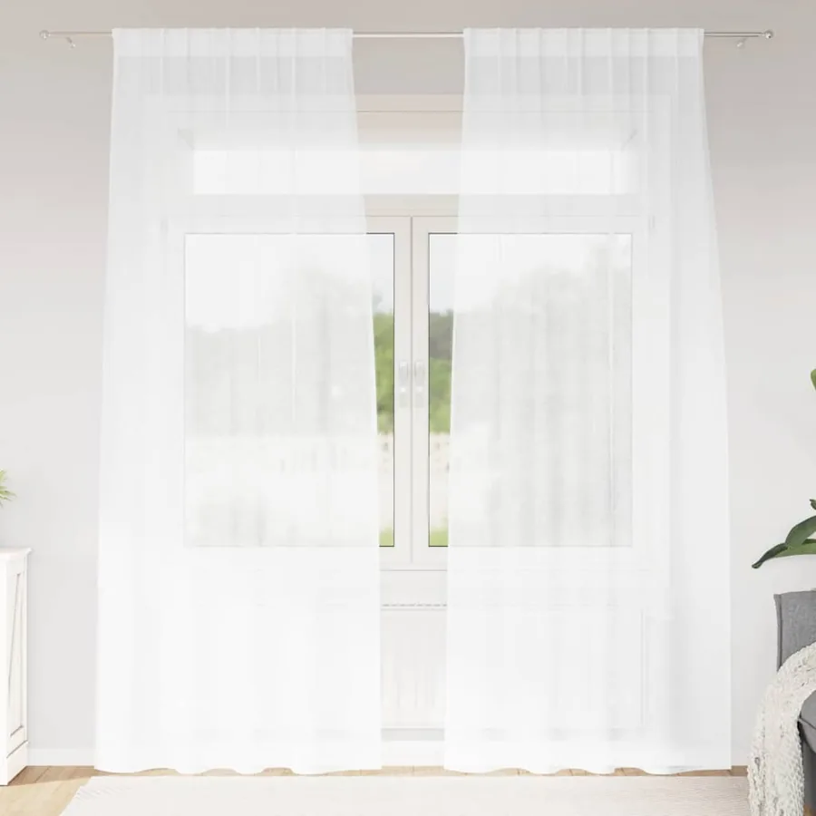 Rideau en Voile 2 pcs Blanc 225 x 140 cm Polyester