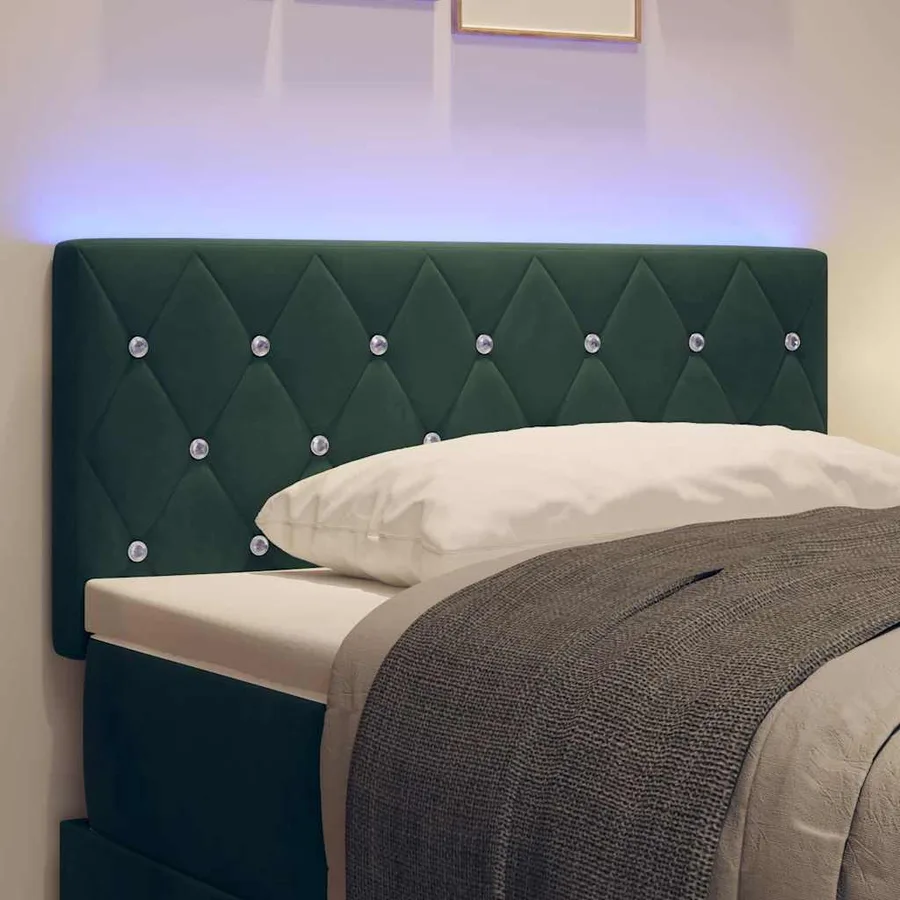 Tête de lit LED avec bandes LED Vert foncé 90 cm Velours - 4