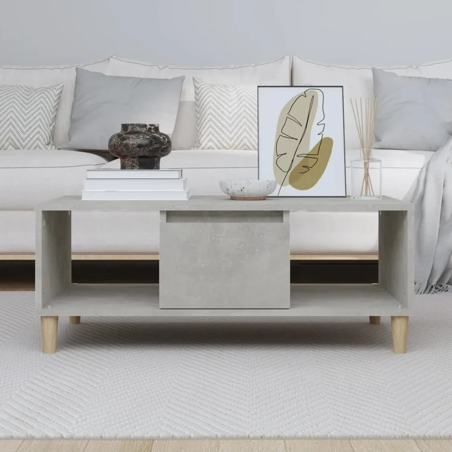Table basse Gris béton 90x50x36,5 cm Bois d'ingénierie - 3