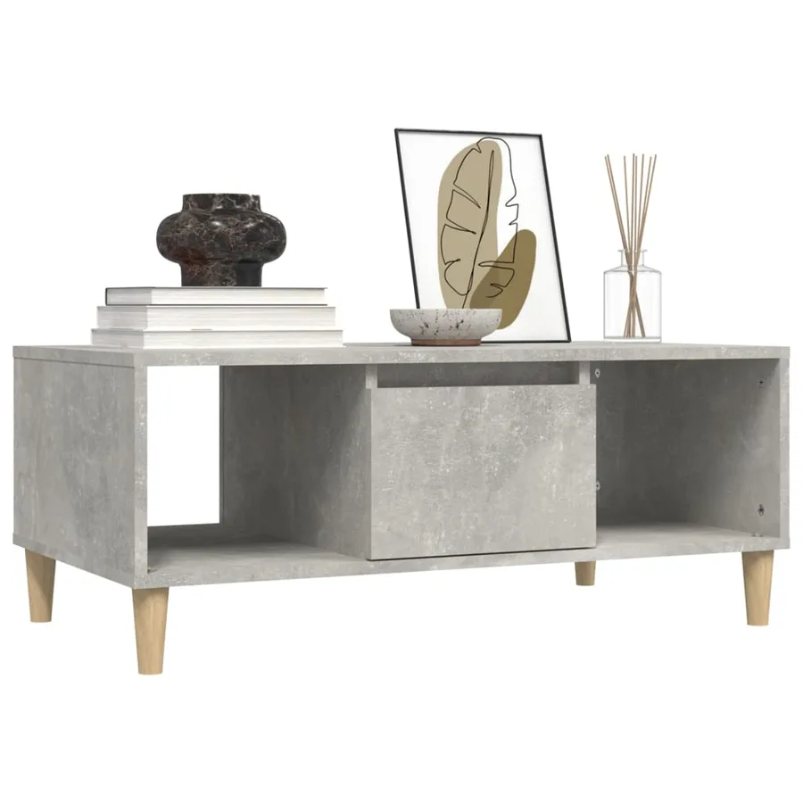 Table basse Gris béton 90x50x36,5 cm Bois d'ingénierie - 4