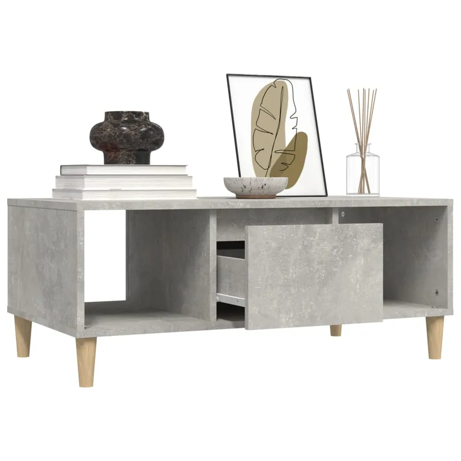 Table basse Gris béton 90x50x36,5 cm Bois d'ingénierie - 5