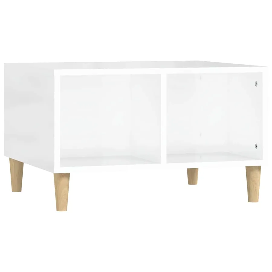Table basse Blanc brillant 60x50x36,5 cm Bois d'ingénierie - 2