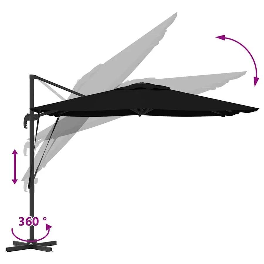 Parasol Roma Noir 286 x 284 x 265 cm Aluminium et polyester - 11