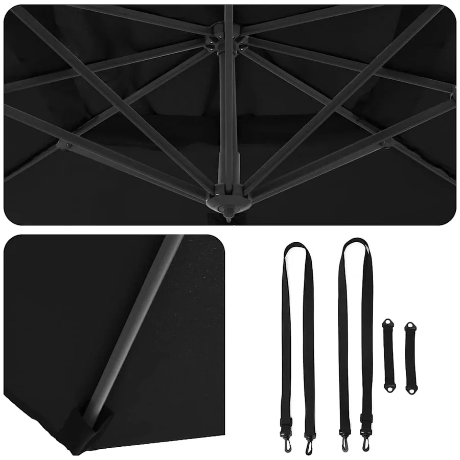 Parasol Roma Noir 286 x 284 x 265 cm Aluminium et polyester - 8