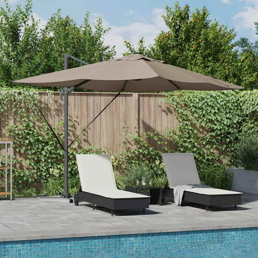 Parasol Taupe 352 x 251 x 265 cm Polyester et Aluminium