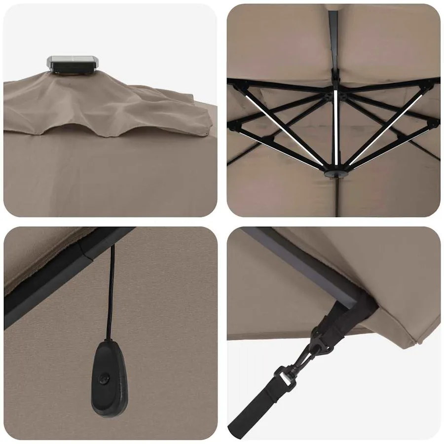 Parasol Taupe 352 x 251 x 265 cm Polyester et Aluminium - 9