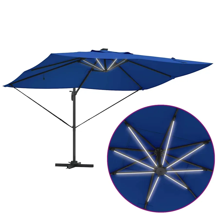 Parasol 352 x 251 x 265 cm Polyester et Aluminium Azur - 12