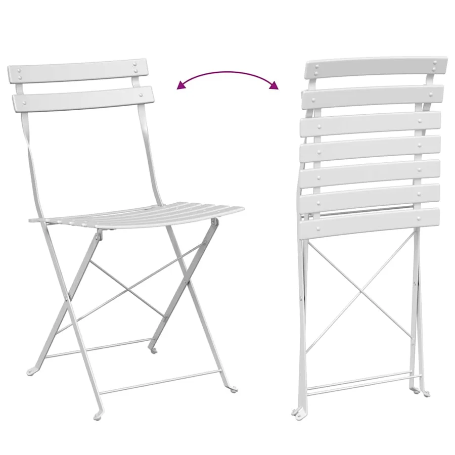 Chaise de jardin pliante 2 pcs Blanc 42 x 46 x 82cm Métal - 11