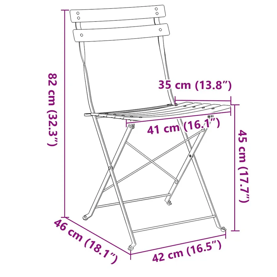 Chaise de jardin pliante 2 pcs Blanc 42 x 46 x 82cm Métal - 13