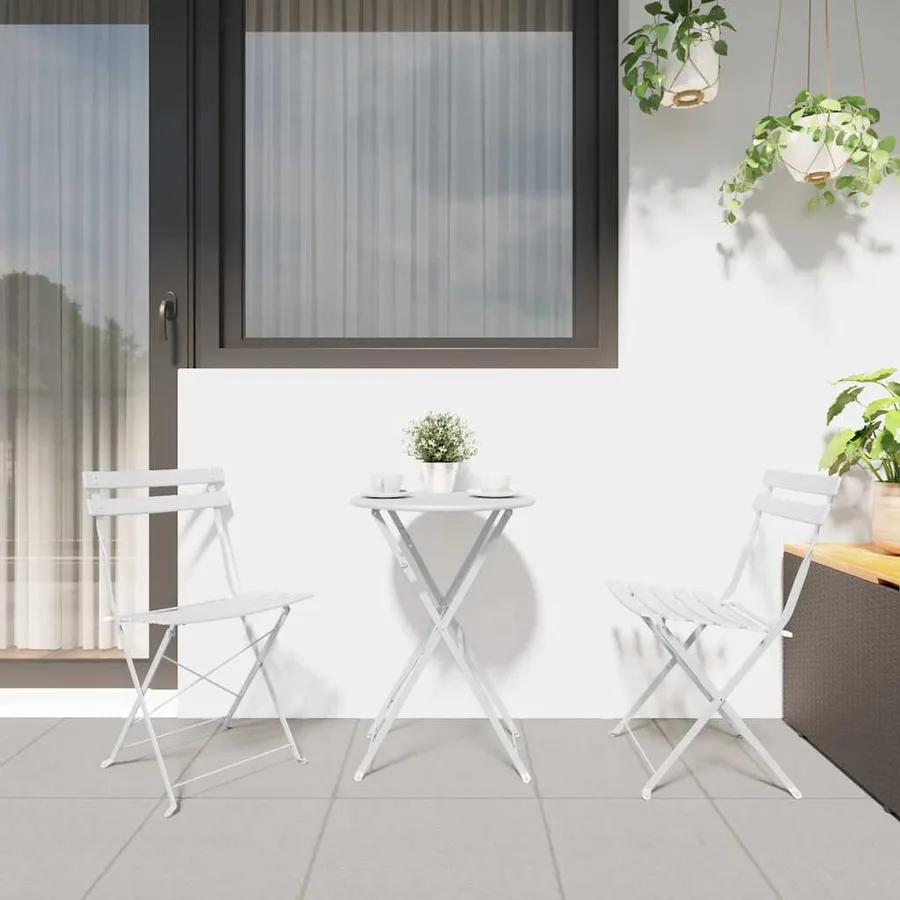 Chaise de jardin pliante 2 pcs Blanc 42 x 46 x 82cm Métal - 3