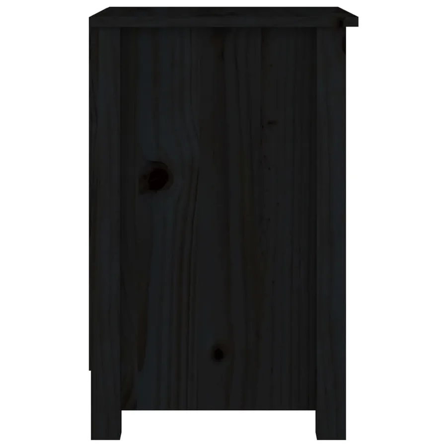 Tables de chevet 2 pcs Noir 40x35x55 cm Bois de pin solide - 5