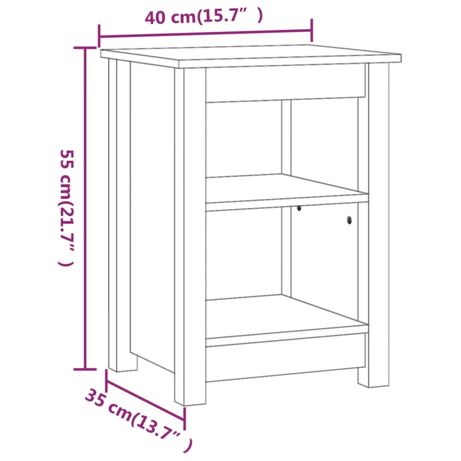 Tables de chevet 2 pcs Noir 40x35x55 cm Bois de pin solide - 9
