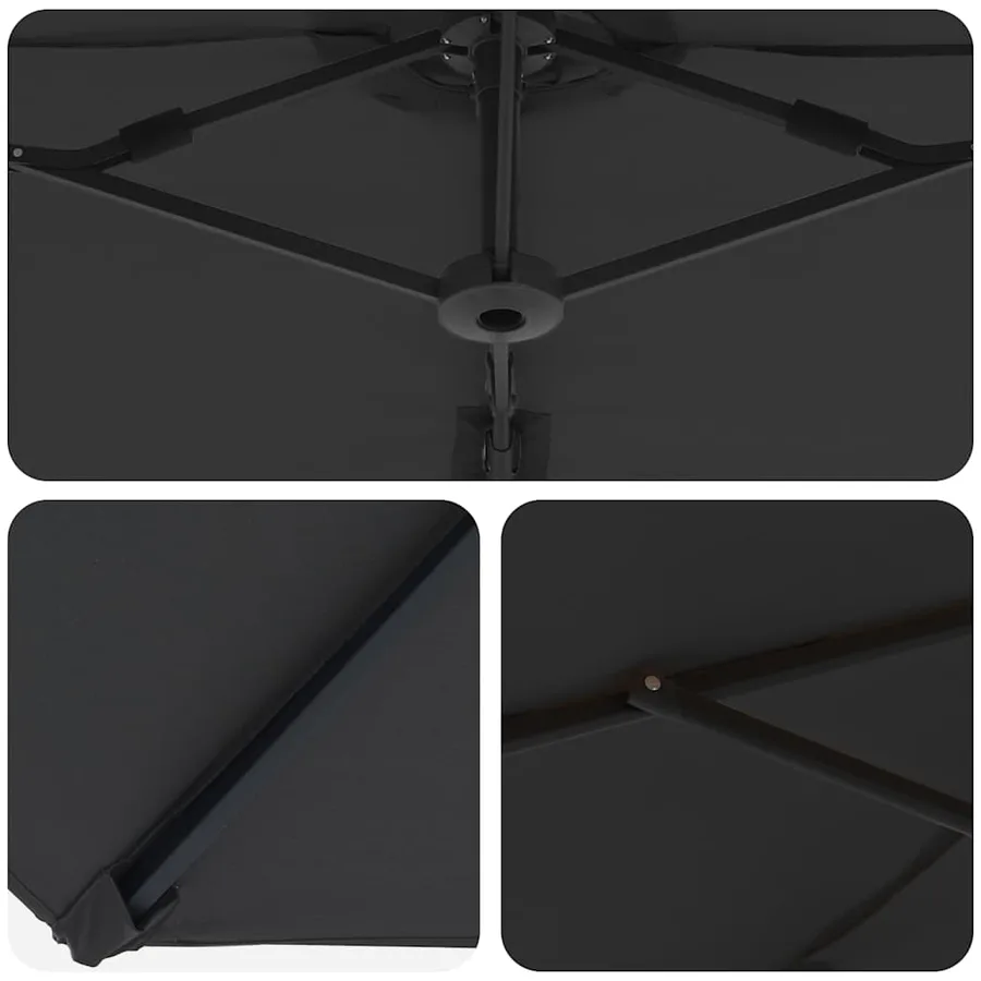 Parasol Noir 372 x 198 x 243 cm Polyester et Aluminium - 10