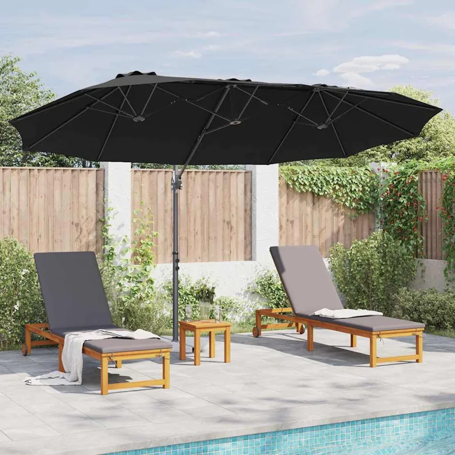 Parasol Noir 372 x 198 x 243 cm Polyester et Aluminium - 4