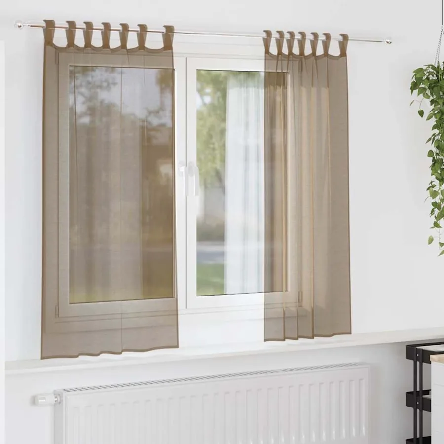 Voilages à œillets 2 pcs marron clair 140 x 175 cm