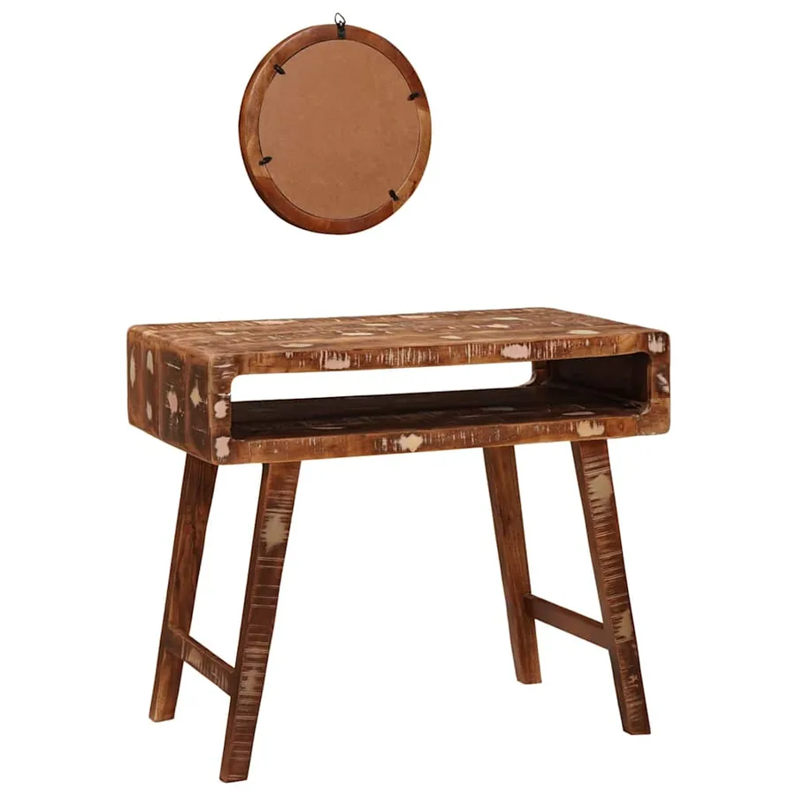 Table de Toilette Marron 90 x 76 x 45 cm Bois Recyclé Solide - 6