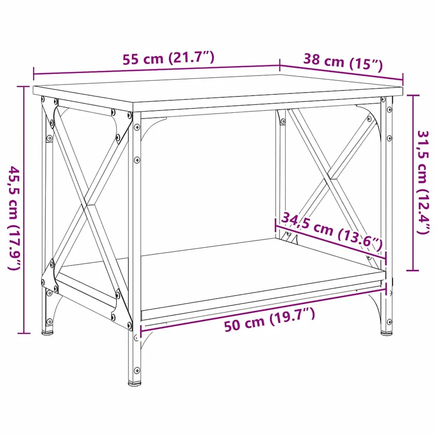 Table d'appoint Chêne noir 55 x 38 x 45 cm Bois d'ingénierie - 10