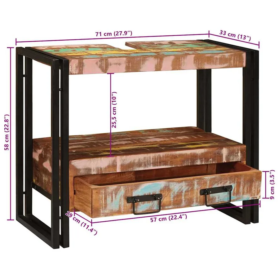 Armoire de coiffeuse Multicolore Bois Recyclé Solide - 16