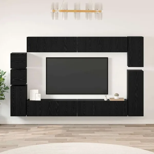 Ensemble meuble TV 9 pcs Chêne noir Bois d'ingénierie