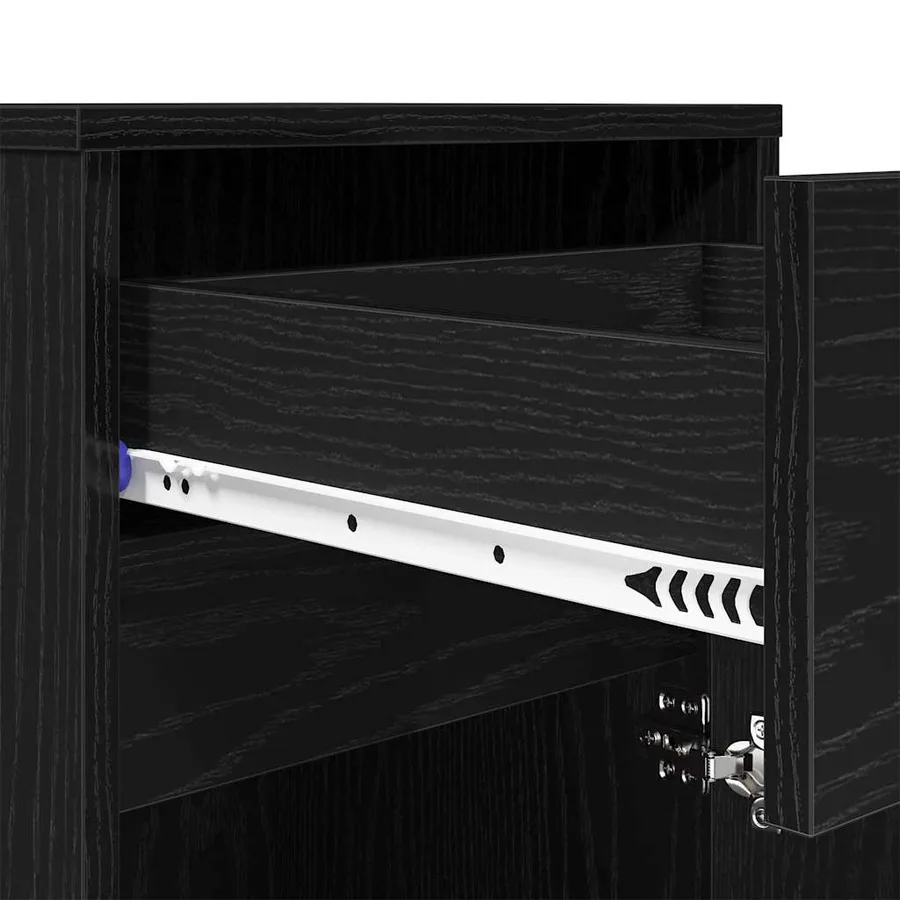 Armoire de chevet LED avec tiroir Chêne noir 38 x 34 x 61 cm - 11