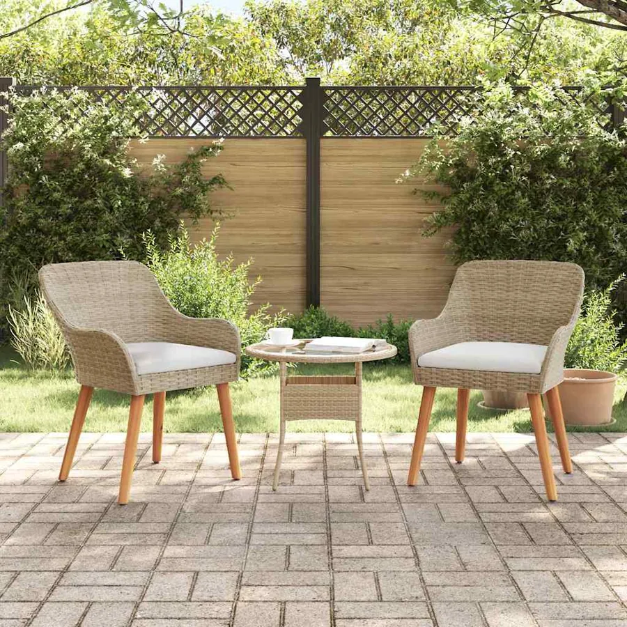 Chaise de jardin 2 pcs Beige 62,5 x 55 x 82 cm polyrotin