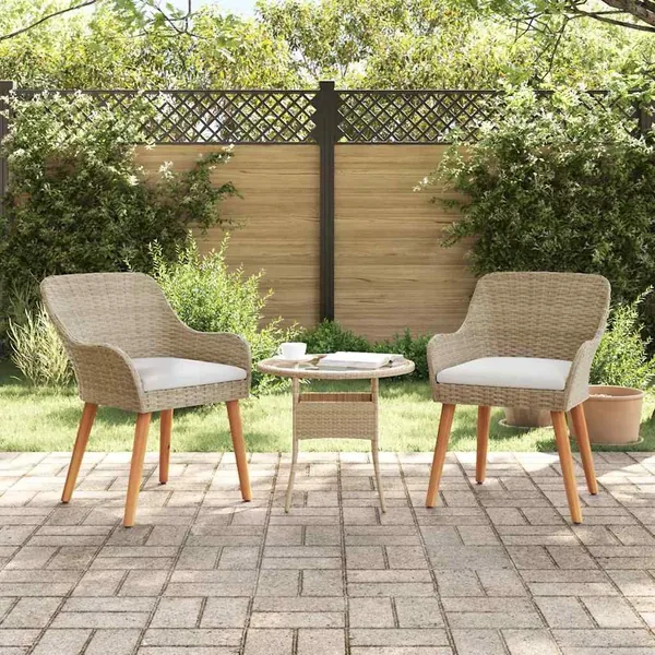 Chaise de jardin 2 pcs Beige 62,5 x 55 x 82 cm polyrotin