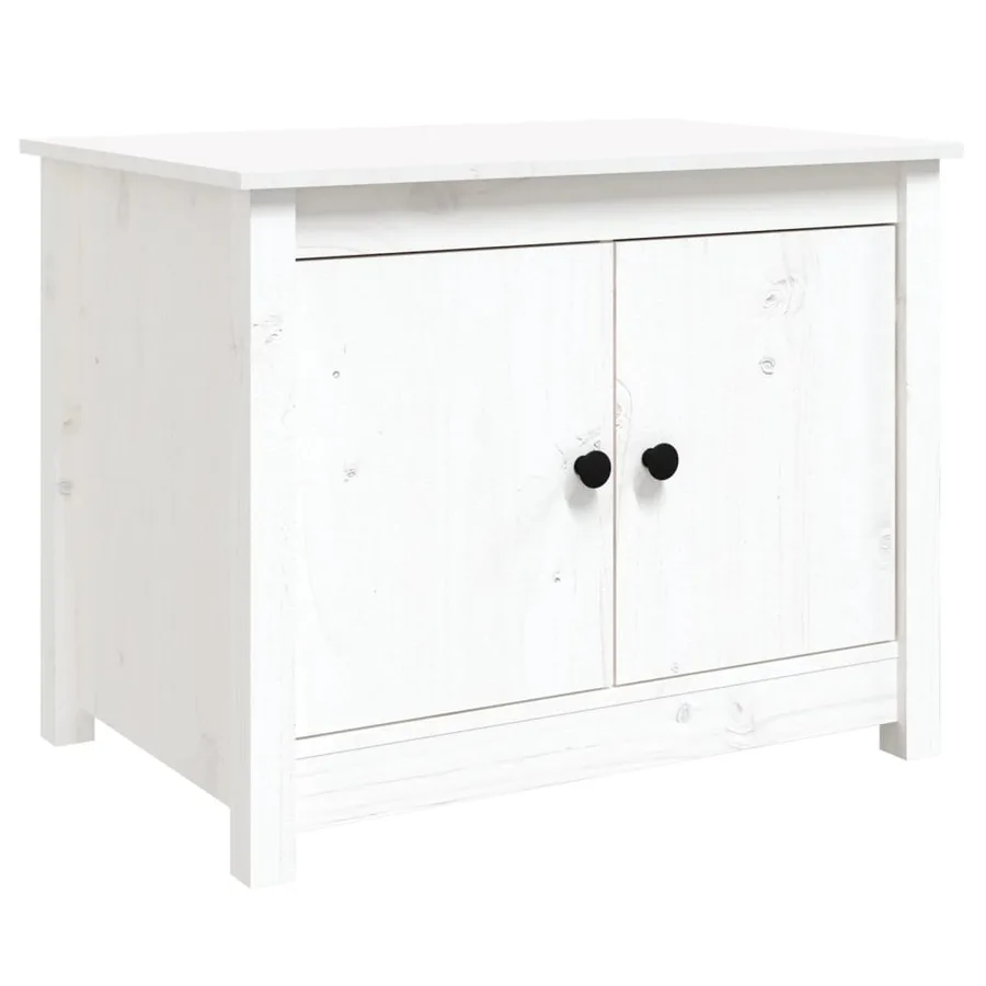 Table basse Blanc 71x49x55 cm Bois massif de pin - 2