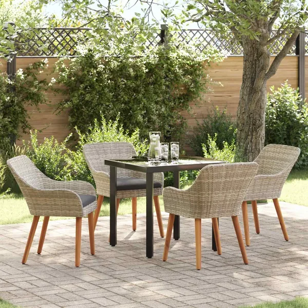 Ensemble de salle à manger pour jardin 5 pcs Gris clair