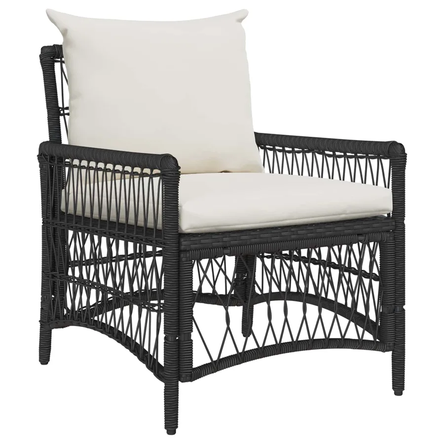Chaise de jardin avec coussin Noir 73 x 61 x 77 cm polyrotin - 2