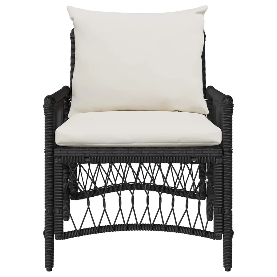 Chaise de jardin avec coussin Noir 73 x 61 x 77 cm polyrotin - 4