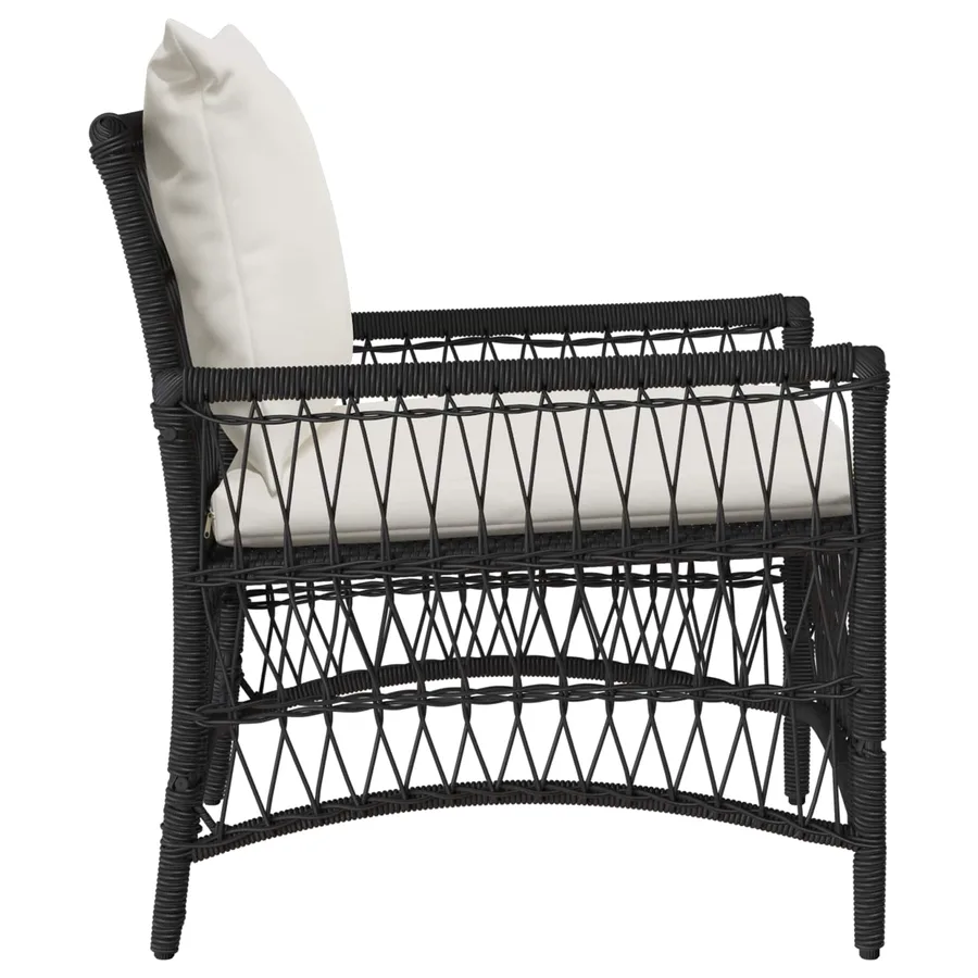 Chaise de jardin avec coussin Noir 73 x 61 x 77 cm polyrotin - 6