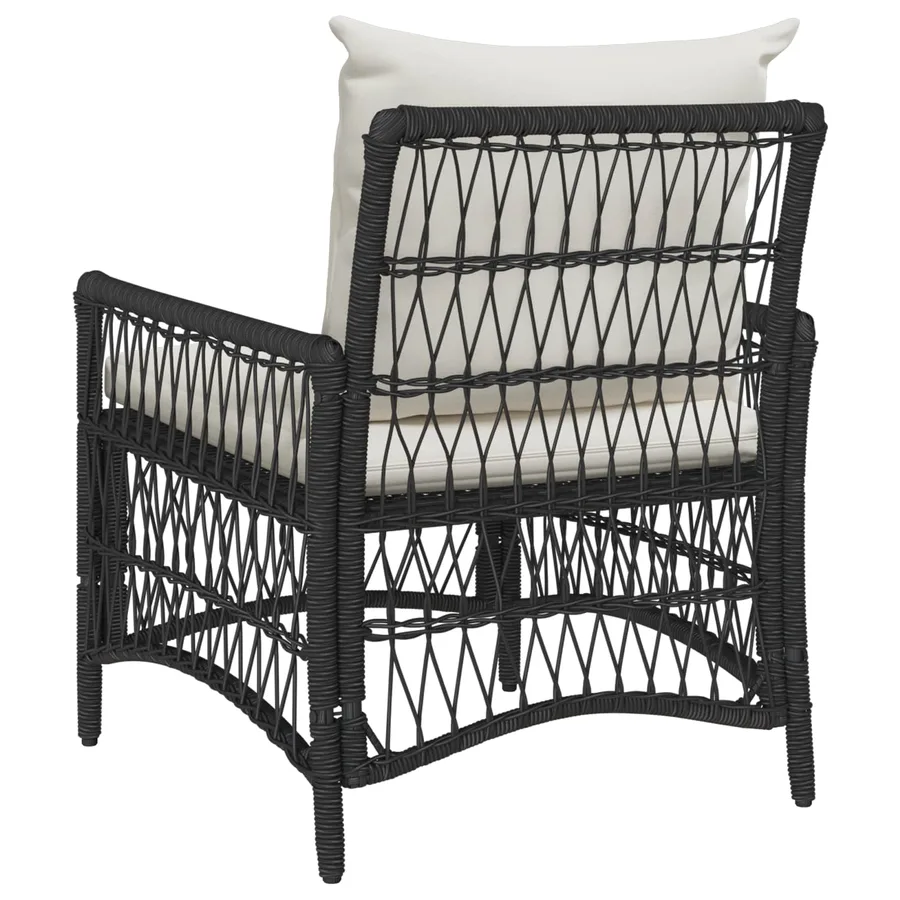 Chaise de jardin avec coussin Noir 73 x 61 x 77 cm polyrotin - 7