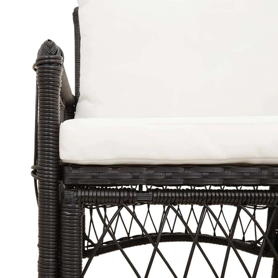 Chaise de jardin avec coussin Noir 73 x 61 x 77 cm polyrotin - 9