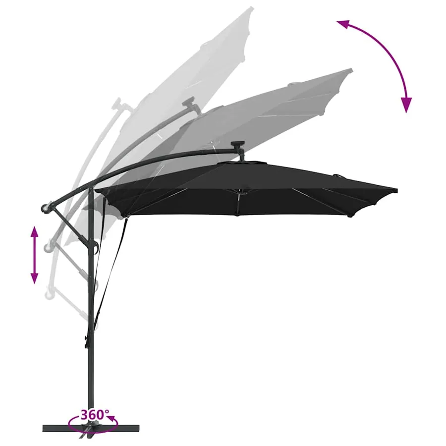 Parasol Noir 249 x 249 x 250 cm Polyester et Aluminium - 13