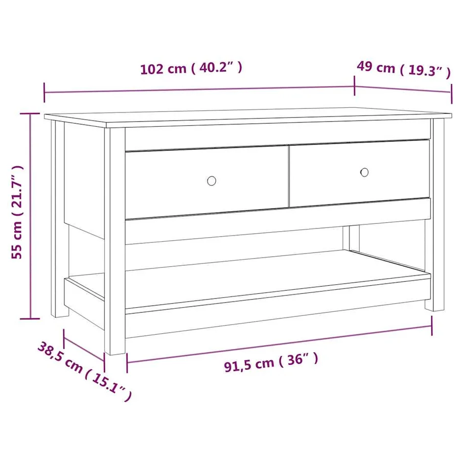 Table basse Noir 102x49x55 cm Bois massif de pin - 10