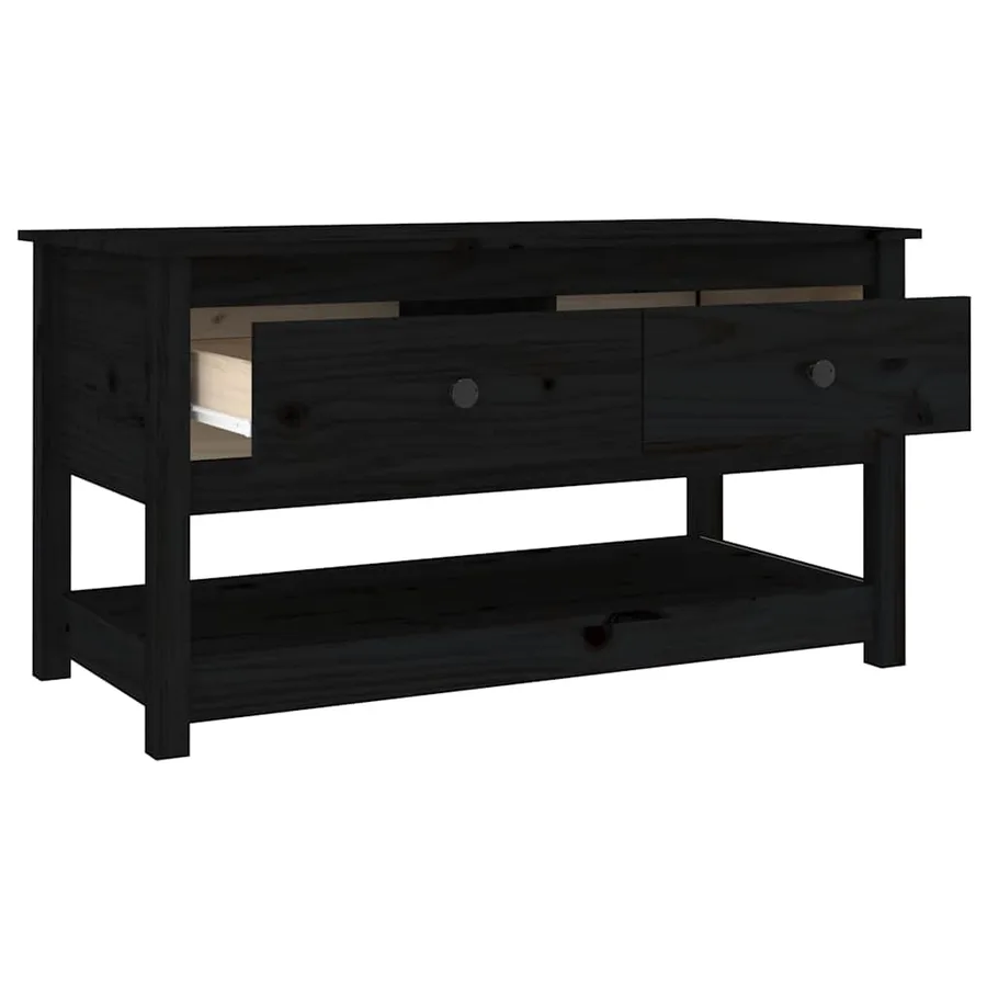 Table basse Noir 102x49x55 cm Bois massif de pin - 5