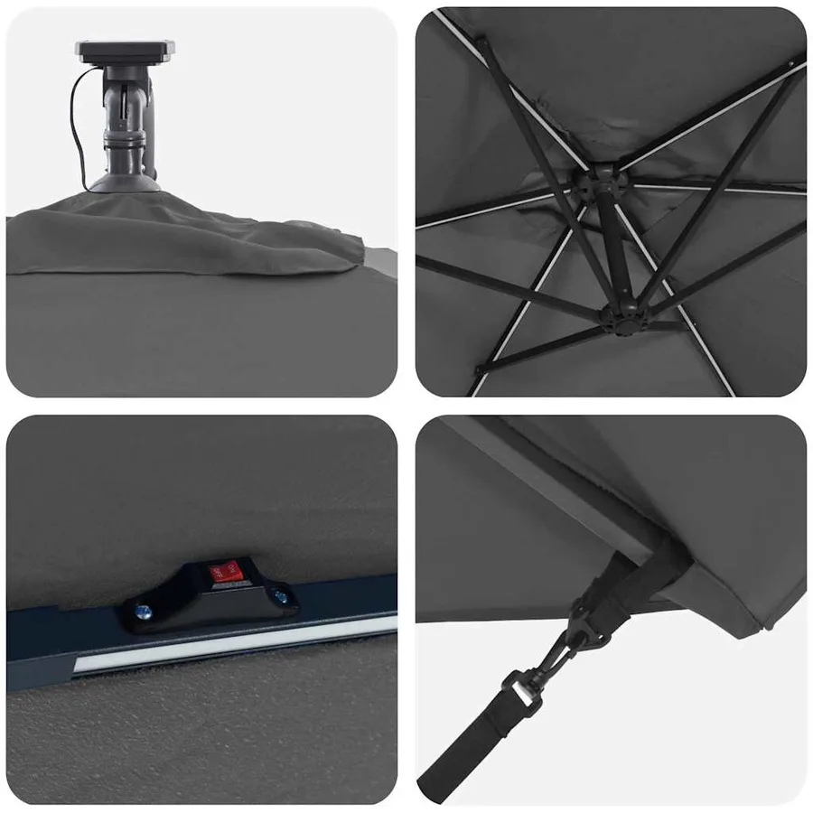 Parasol Anthracite 294 x 200 x 270 cm Polyester et Aluminium - 9