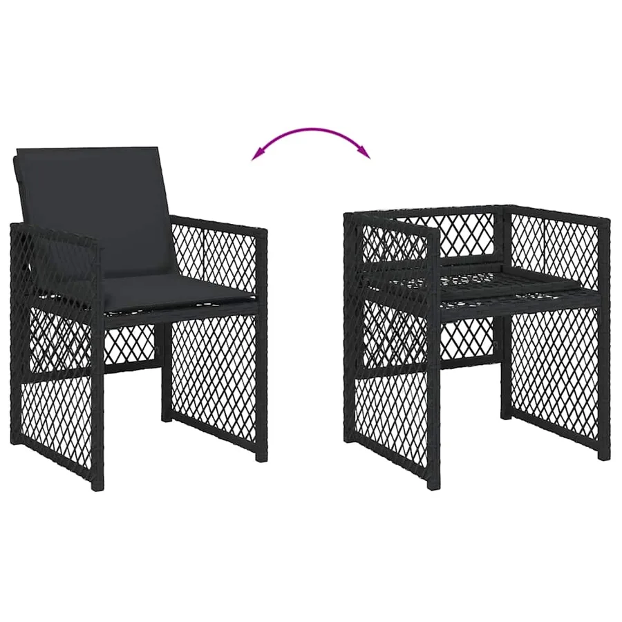 Ensemble à manger de jardin 11 pcs coussins noir résine tressée - 5