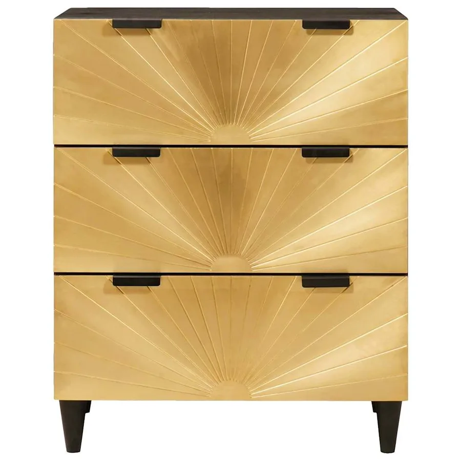 Ensemble de buffet 2 pcs Noir et laiton 120 x 33 x 75 cm - 4