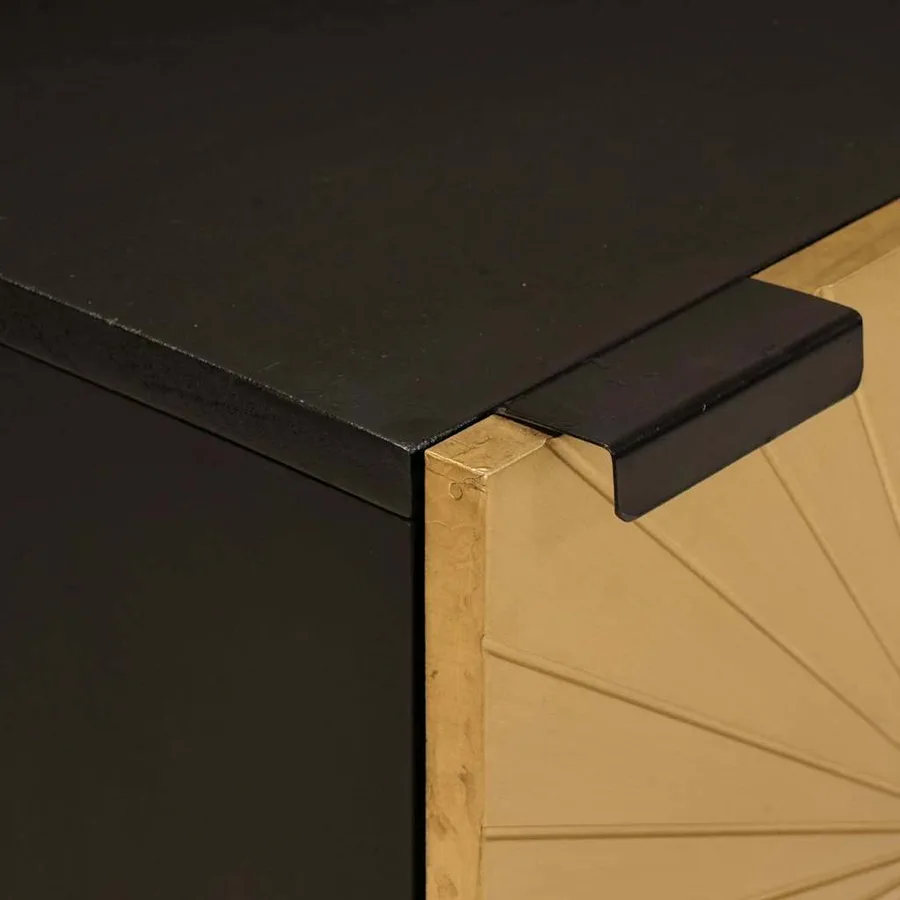 Table de chevet Noir et or 40 x 33 x 46 cm Bois d'ingénierie - 6
