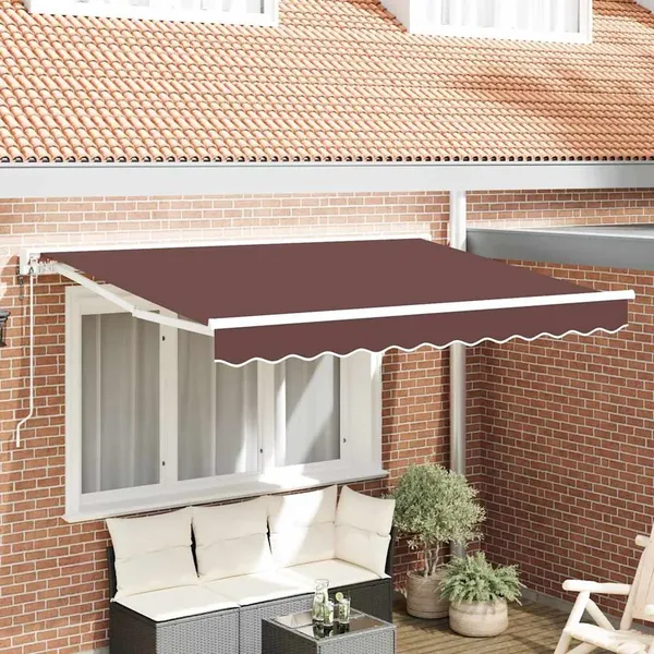 Cadre d'auvent Marron 300 x 200 cm Polyester avec revêtement PU