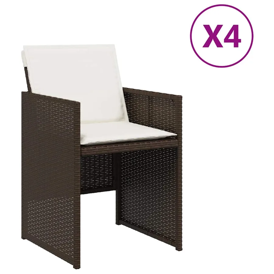Chaises de jardin avec coussins lot de 4 marron résine tressée - 2