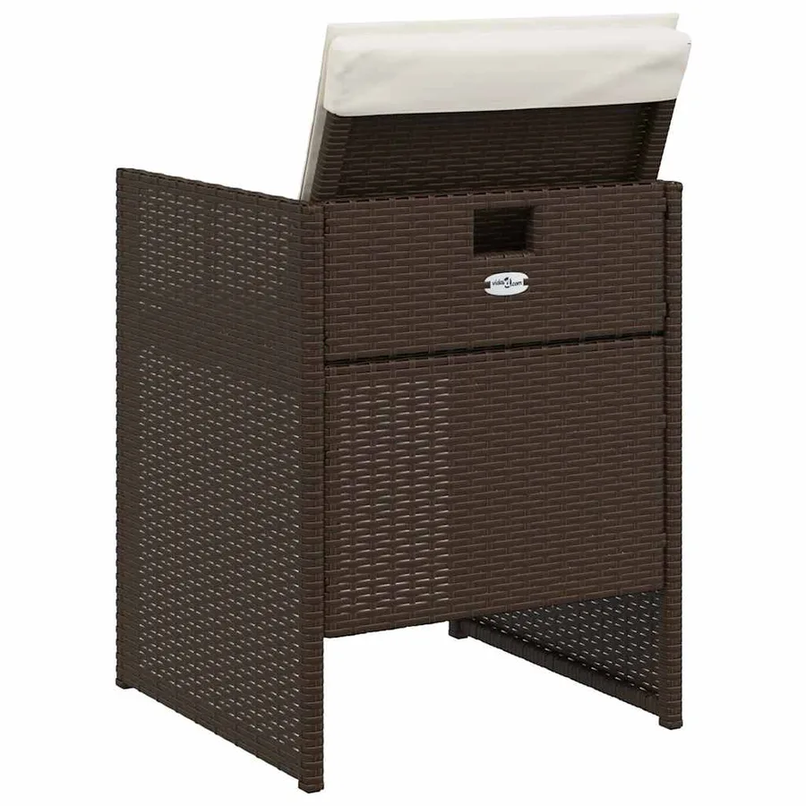 Chaises de jardin avec coussins lot de 4 marron résine tressée - 7